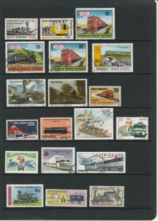 Trains Locomotives Rail Transport Thematic Stamps 3 Scans (2206)