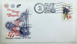 Us Postal Cover Siege Of Boston Continental Navy Stamp Oct 1975 Chelmpex