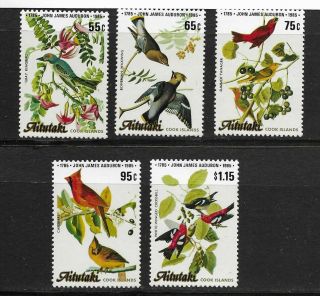 Aitutaki 1985 J.  J.  Audubon Birds Set Of 5 Nh