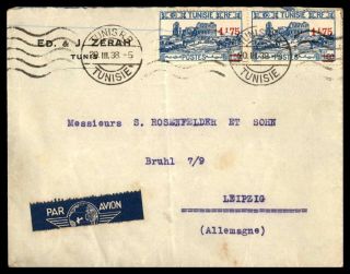Mayfairstamps Tunisia 1938 Commercial To Leipzig Germany Pair Cover Wwb61249