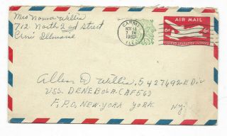 1960 Carmi,  Illinois Upcharged Airmail Canceled Cover - To Uss Denebola