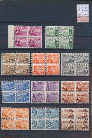 Xb73468 Norway 1947 Historical Figures Blocks Of 4 Mnh Cv 160 Eur