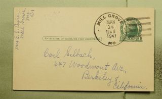 Dr Who 1947 Mill Grove Mo Dpo Postal Card E45958
