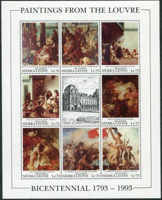 Sierra Leone 1615 Vf Never Hinged Miniature Sheets - Paintings Louvre Delacroix