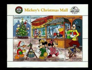Dominica - 1988 - Disney - Mickey - Minnie - Christmas Mall - 8 X Nh Sheet