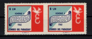 P113324/ Paraguay – Variety – Scott 626 Mnh Pair Imperf Between