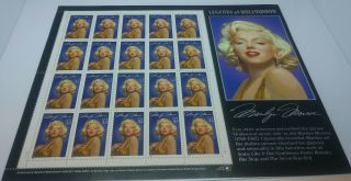 1995 Marilyn Monroe: Legends Of Hollywood Series 1 Sheet 32¢ Stamps
