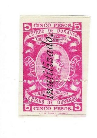 Mexico Revenue Du 78 Imperf.  Imitilizado Red Scott $8