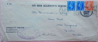 Korean War 1952 Admiralty Paid Royal Navy Cover With C/o H.  M.  S.  Theseus Cachet