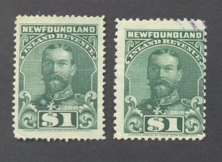 Bengphil Canada Newfoundland Revenue Pair Nfr20,  20a Fiscal Stamps Cv$27 Edward