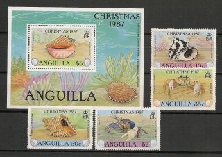 Anguilla 1987 Fauna Wildlife Marinelife Fisch Fish Shells Compl.  Set,  Ss Mnh