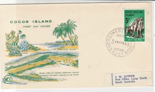 Cocos Island 1965 Aerial View Of Island Illustration Fdc Stamp Cover Ref 33577