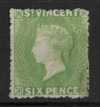 St Vincent 1875 - 1878 Hinged 6d Pale Green Sg 23 Cv £650