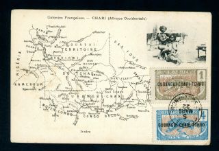 Oubangui - Chari - Tchad 1922 Map Postcard (s092)
