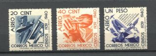 Mexico Stamps Airmail Scott C100 - C102 Set Mnh Cv $10,