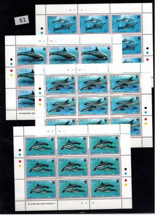 / 9x Niue - Mnh - Wwf - Nature - Dolphins - Full Sheets