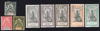 French India 1900 - 1914 Group Of 8 Stamps Mi 14,  17 - 18,  25 - 29 Mh/mng Cv=21.  9€