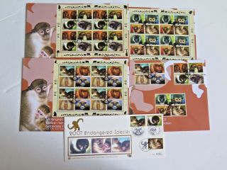United Nations Un Endangered Species 2007 Full Sheet Fdcs Triple Cancel Fdc