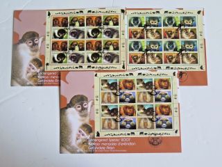 United Nations UN Endangered Species 2007 Full Sheet FDCs Triple Cancel FDC 2