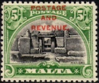 Malta 1928 Kgv 5/ - Black & Green Sg.  191 (hinged)