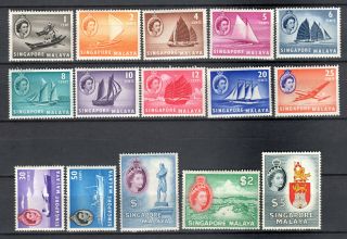 Singapore Malaya Straits Settlements 1955 Qeii Complete Set Of Mh Stamps