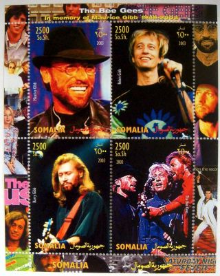 2003 Mnh Somalia Bee Gees Stamps Sheet Pop Rock Barry Robin Maurice Gibb Singers