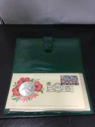 1976 Cook Islands Pnc Silver Proof $2 Coin In Folder Of Issue