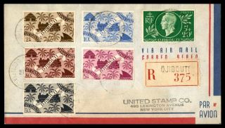 Djibouti To Us 1945 Registered Multifranked Cover