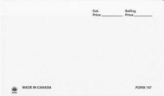 Pkg Of 100 Unitrade Form 107 Dealer Window Display Cards,  White (retail $9.  50)