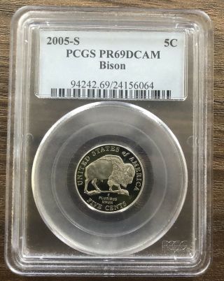 2005 S 5c Bison Jefferson Nickel Pcgs Pr69dcam