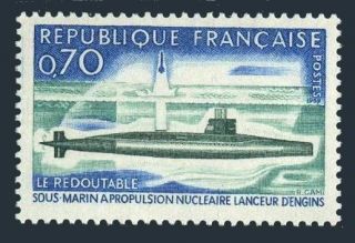 France 1259 Block/4,  Mnh.  Michel 1686.  Nuclear Submarine Le Redoutable,  1969.