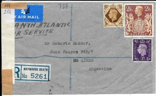 Gb Transatlantic 3/9 Rate Cover To Argentina 1940