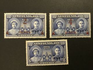 Old Stamps Newfoundland 1939 Royal Visit X 3