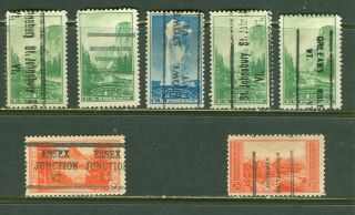 Vermont Precancel On Seven 1934 National Parks Issues,  Great Small Towns