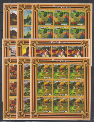 W943.  9x Mozambique - Mnh - 2001 - Art - Paul Gauguin - Imperf - Full Sheet