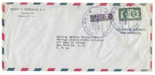 Panama 1954 Cover W.  2 Stamps (1 Bisected),  Air Mail,  Very Fine