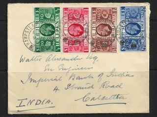 Gb 1935 Kgv Almost Fdc Silver Jubilee Air Mail To India Calcutta