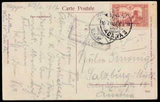 Ww1 Ottoman Empire Aleppo 1916 Censored Postcard To Austria Salzburg