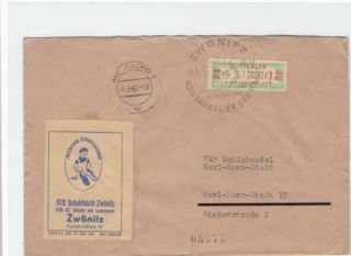 German Ddr 1960 Shoe Factory Zwonitz Official Courier Stamp Cover R20182