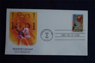 Basketball Centennial 29c Stamp Fdc Fleetwood Cachet Sc 2560 00443