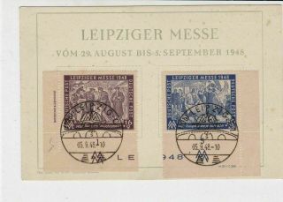 Germany Leipziger Fair 1948 Bridge Slogan Cancels Meetings Stamps Card Ref 30374