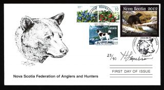 Nova Scotia Nsw11e 2002 Signed First Day Cover Black Bear By Hayden Lambson
