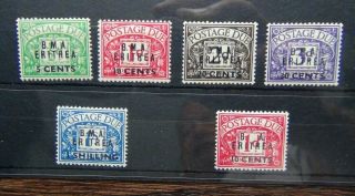 British Occupation Of Italian Colonies Eritrea Postage Due 1948 Set To 1s Mm