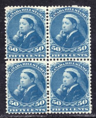 Canada Third Bill Issue Fb51 50c Blue,  1868 Block/4,  F,  Og - Hinged
