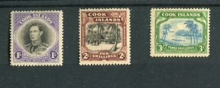 Cook Islands Kgvi 1938 Set Of 3 Sg127/9 Hinged