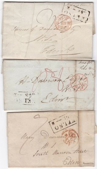 1812/20 3 X Kelso Mileage Pmk Letters John Sheppard Andrew Lockie George Jordan
