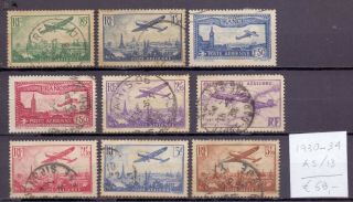 France 1930 - 1934.  Air Mail Stamp.  Yt A5/13.  €68.  00