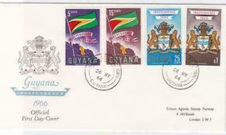 Guyana Independence 1966 Fdc Stamps Cover Ref R16228