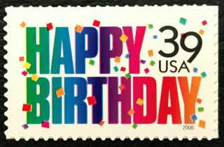 2006 Scott 4079 - 39¢ - Happy Birthday With Confetti - Single Stamp - Nh
