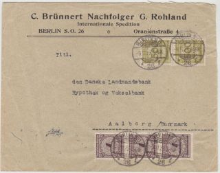 Germany Dr 1923 (9.  11. ) Commerc.  Inflat.  Cover Berlin To Denmark (correct)